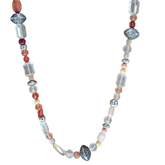 Boho Multi Beaded Silver Disc Statement Necklace Retro Fashion Jewelry Women - Picture 1 of 7